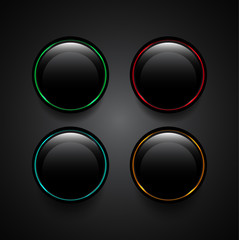Glowing black vector buttons
