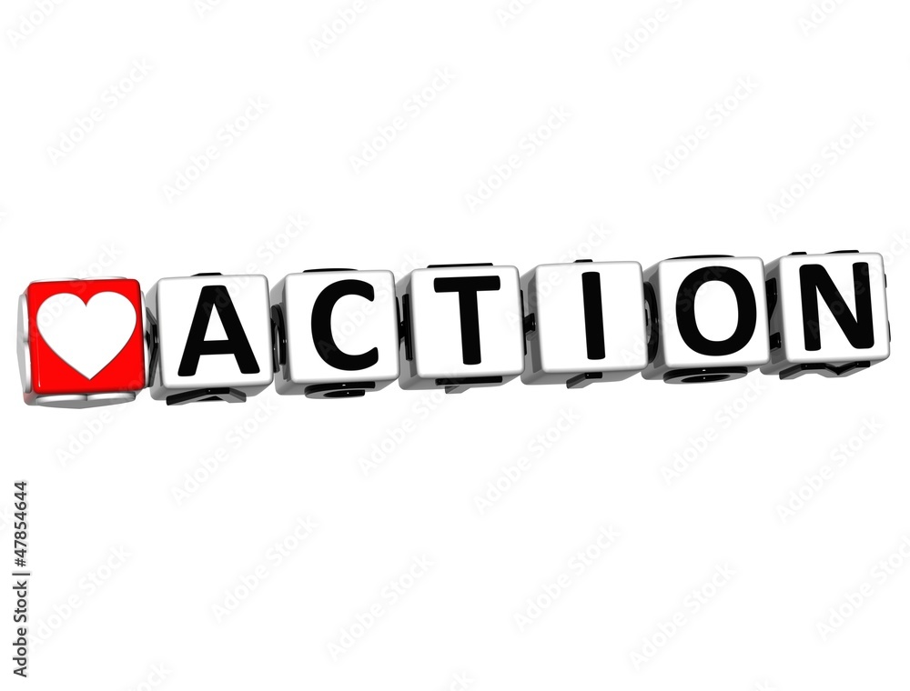Poster 3d love action button click here block text