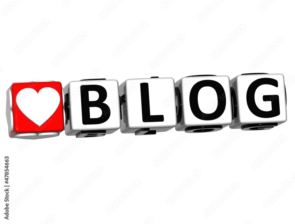 Fototapete 3d love blog button click here block text