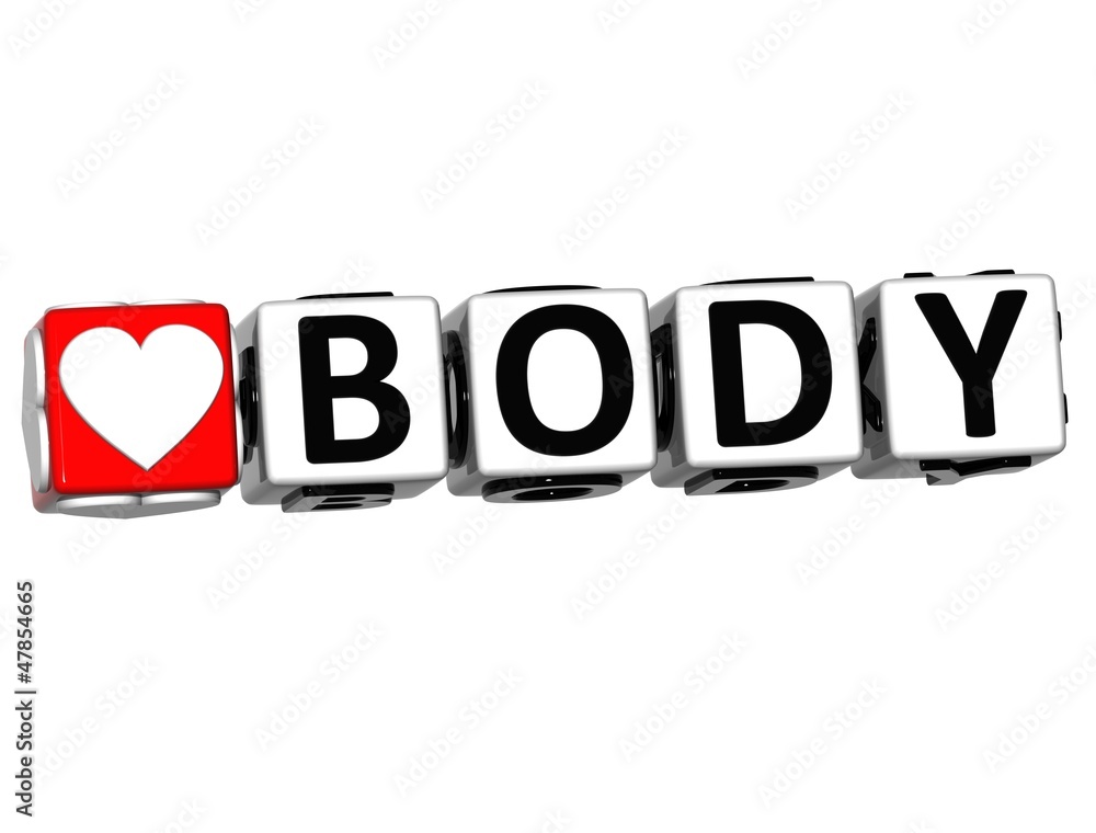 Poster 3d love body button click here block text