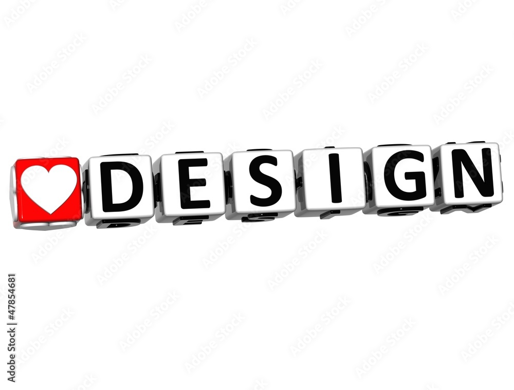 Poster 3d love design button click here block text