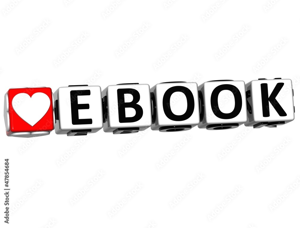 Poster 3d love ebook button click here block text