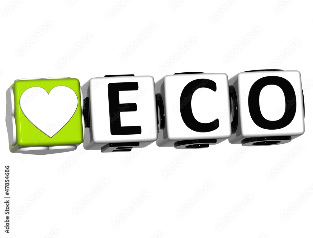 Poster 3d love eco button click here block text