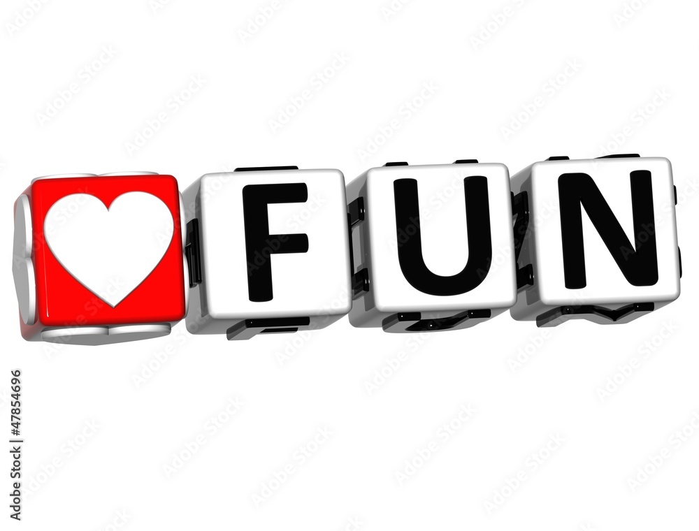 Poster 3d love fun button click here block text