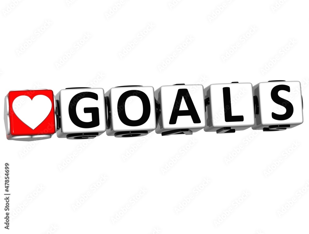Poster 3d love goals button click here block text