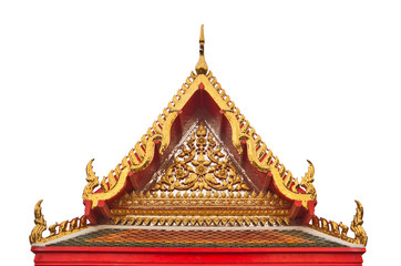 Fototapeta premium Buddhist temple gable with apex, isolated on white background