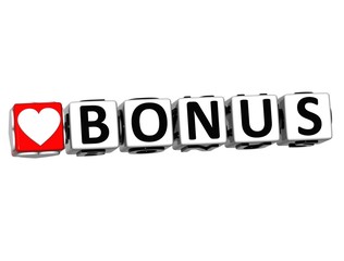 3D Love Bonus Button Click Here Block Text