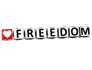 3D Love Freedom Button Click Here Block Text