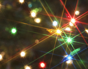 An Electric Christmas Light Starry Abstract Shot