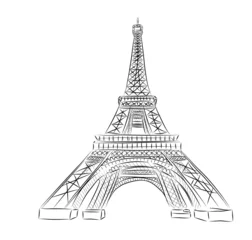 Papier Peint photo Illustration Paris Collection de monuments de renommée mondiale de vecteur : Tour Eiffel, Paris