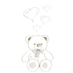 vector hand drawn bear with heart