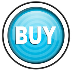 buy blue glossy icon isolated on white background