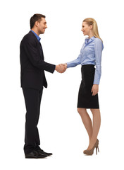 Fototapeta premium man and woman shaking their hands