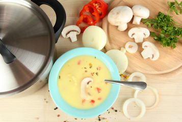 Process of preparation  soup with ingredients around