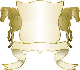 Reitabzeichen in Gold mit Spruchband