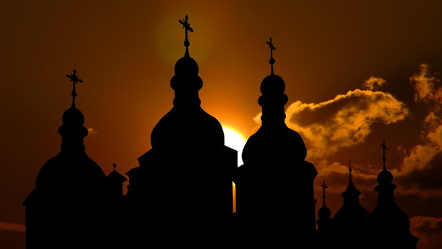 Ukraine Saint  Sophia Cathedral Kiev east sunset