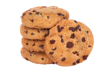 Choc Chip Cookie Isolated on white.