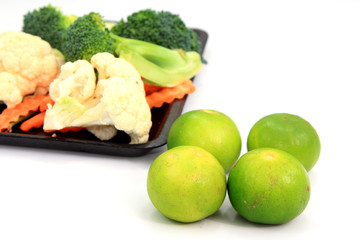 Lemons and set vegetables