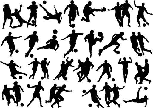 soccer players silhouettes collection