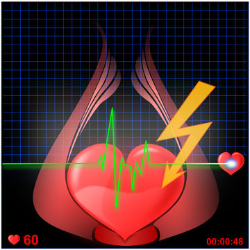 Herz EKG mit Blitz