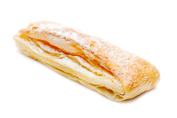 fresh puff pastry roll isolated on the white background
