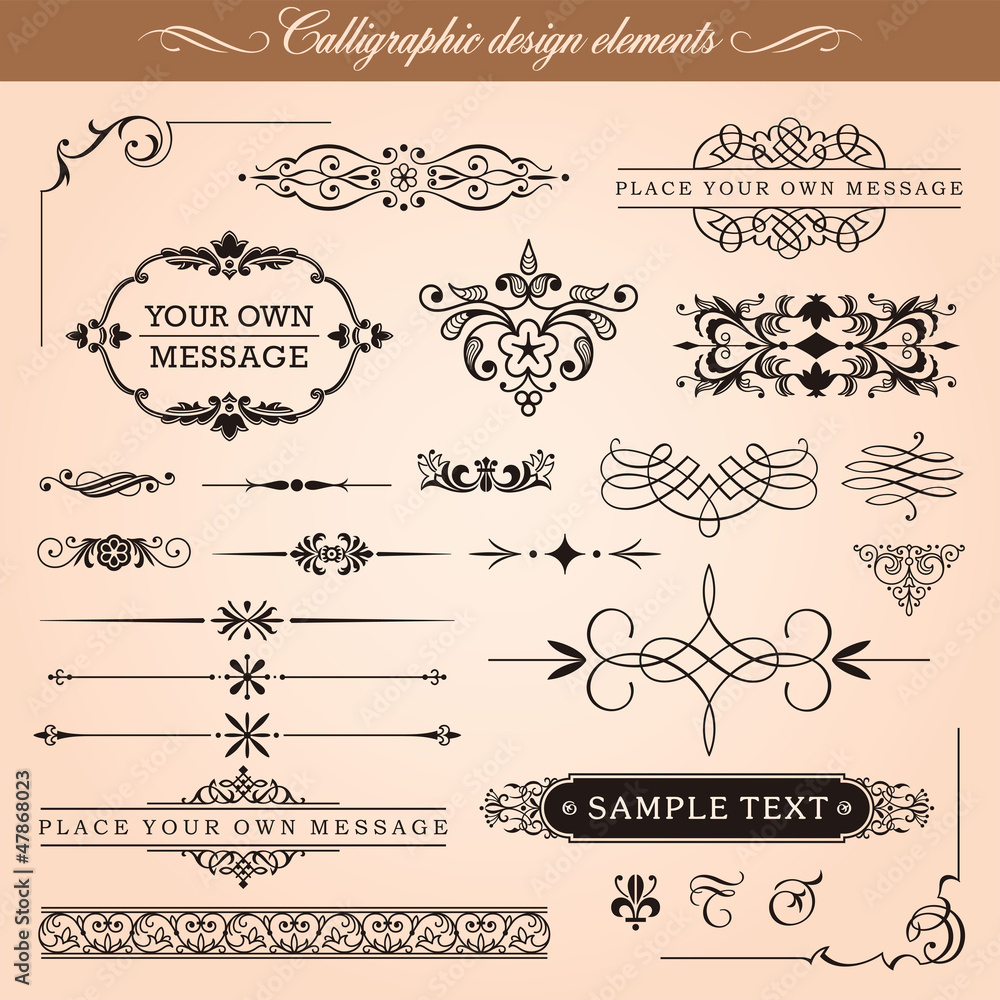 Canvas Prints vector set: calligraphic design elements and page decoration