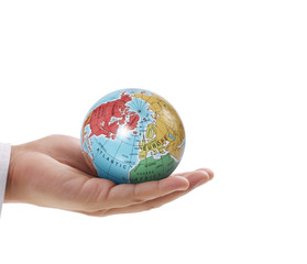Globe in human hand