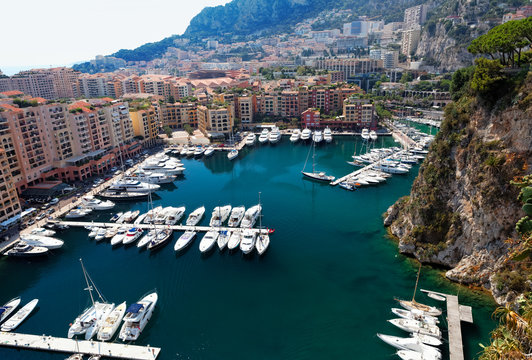 View of luxury yachts in harbor of Monaco.
