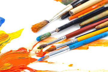Fototapeta premium Paints and brushes