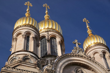 Fototapeta na wymiar Russisch-Orthodoxe Kirche in Wiesbaden