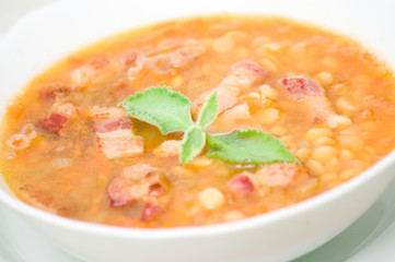 pea soup in the bowl