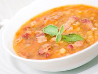 pea soup in the bowl