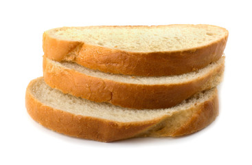 Slices of bread isolated on white background.