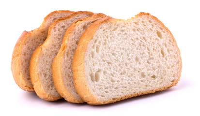 Slices of bread isolated on white background.