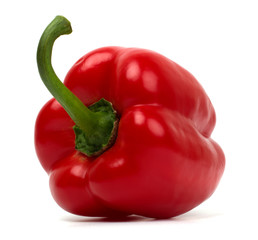 Cut sweet red peppers isolated on white