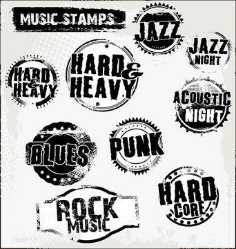 Music grunge rubber stamps
