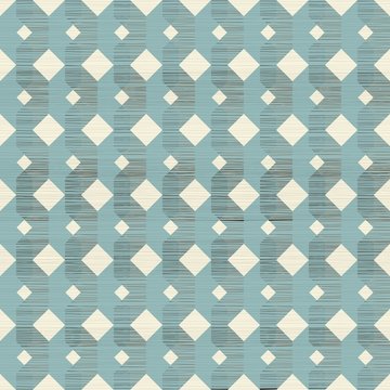 Retro Seamless Pattern In Blue Beige And Brown