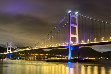 Fototapeta premium night scene of Tsing Ma bridge