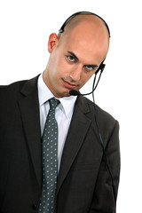 businessman with headset on his head