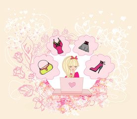 Online shopping - abstract background