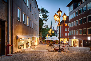 Fussgängerzone Nürnberg am Abend, Deutschland
