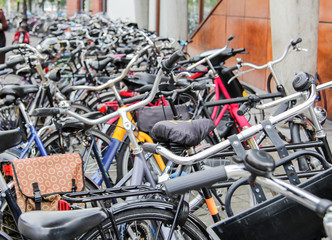 Detail of bikes parked in the street