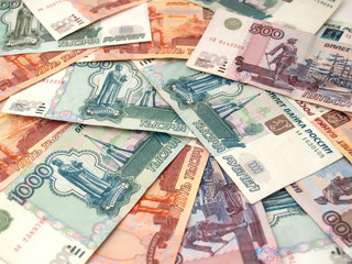 Фон из российских бумажных денег - obrazy, fototapety, plakaty