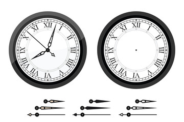 Clock with roman bended numerals - obrazy, fototapety, plakaty