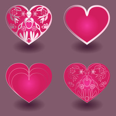 set of pink hearts - vector illustration