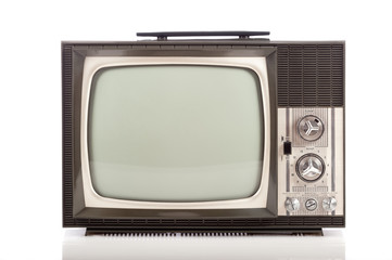 retro television on white background