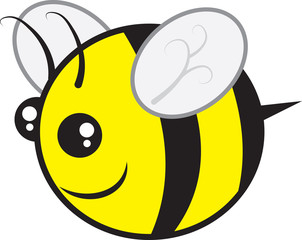 Chubby bee character flying isolated