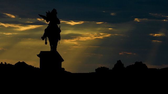 France Versailles Palace and Lui XIV sunbeams