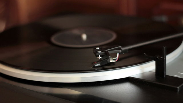 Vinyl rotating on a turntable