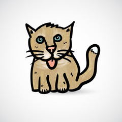 Doodle cat with grunge texture